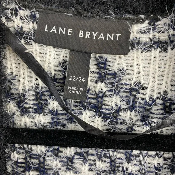 Lane Bryant Knit Open front Sweater Cardigan Blue black Aztec Boho Plus 22/ 24 - Picture 3 of 10